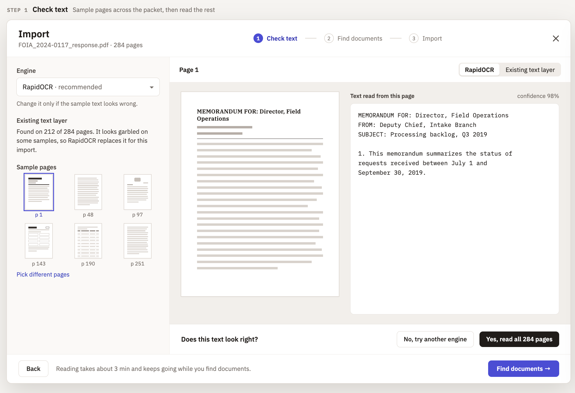OCR import